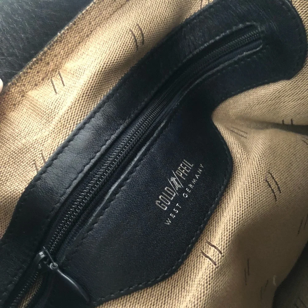 GOLD PFEIL/ black leather drawstring bucket bag - Picture 6 of 11